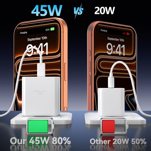 USB C iPhone Charger Fast Charging 10FT Long Cord, 45W Phone Charger Block in Kuwait