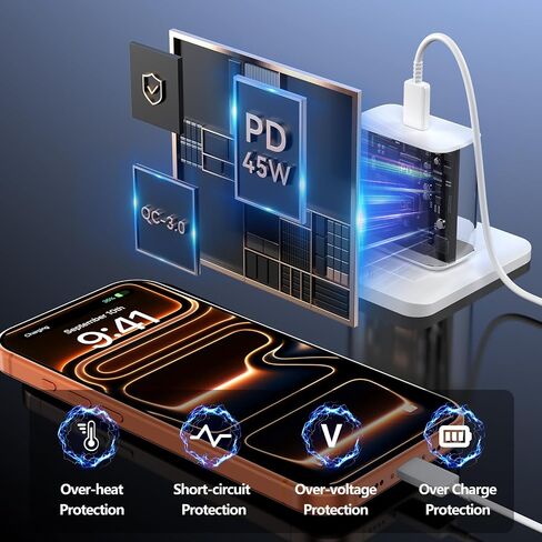 USB C iPhone Charger Fast Charging 10FT Long Cord, 45W Phone Charger Block in Kuwait