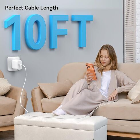 USB C iPhone Charger Fast Charging 10FT Long Cord, 45W Phone Charger Block in Kuwait