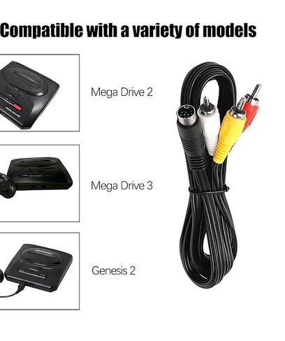 Replacement 9-pin Male to 3-pin RCA Male Stereo AV Cable, 9-pin to RCA Audio and Video Composite Cable, Compatible with Mega Drive 2 3, Sega Genesis 2 (6FT) in Saudi Arabia
