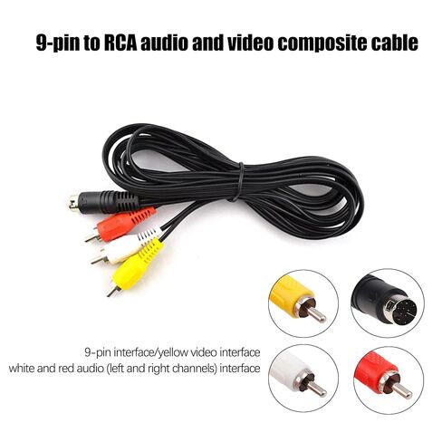 Replacement 9-pin Male to 3-pin RCA Male Stereo AV Cable, 9-pin to RCA Audio and Video Composite Cable, Compatible with Mega Drive 2 3, Sega Genesis 2 (6FT) in Saudi Arabia