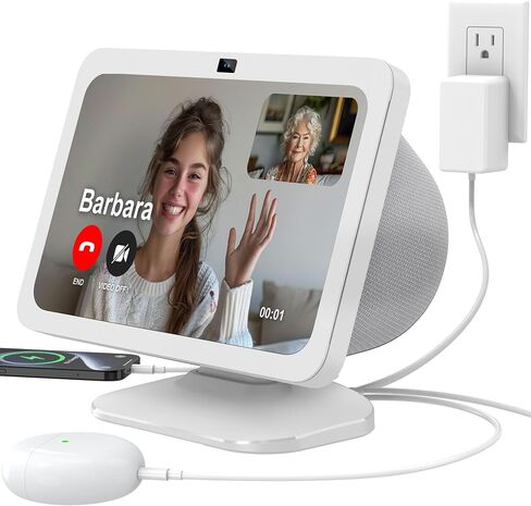 PlusAcc Stand for Show 8 (3rd Gen) - Adjustable Tilt Table Holder with 2 Charging Ports (USB-C & USB-A), Magnetic Station Accessories for Charge Cellphones and Earbuds, Non-Slip Base (Black) in Kuwait