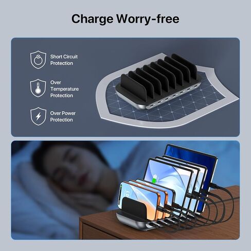 SooPii Premium 140W 7-Port USB C Charging Station for Multiple Device,Black in Kuwait