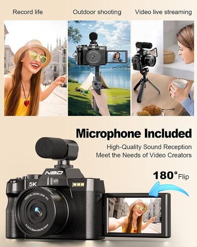 NBD 5K 64MP Digital Cameras for Photography,16X Zoom，Flip Screen,Dual-Lens in Kuwait