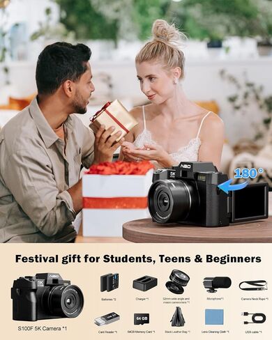 NBD 5K 64MP Digital Cameras for Photography,16X Zoom，Flip Screen,Dual-Lens in Kuwait