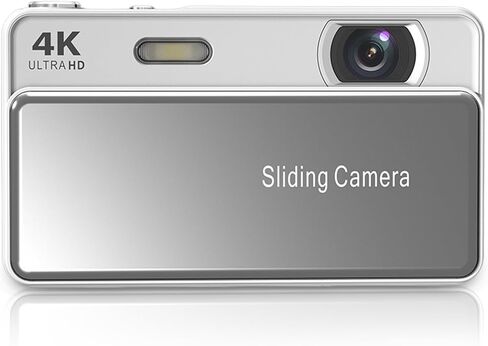 4K Sliding Digital Camera, 64MP HD Auto Focus 16X Zoom Retro CCD Camera with 2.8 Inch Screen, Vlogging for Photography and Video (Silver) in Kuwait