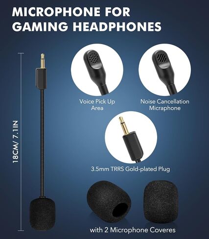 Gaming Mic for Razer BlackShark V2/V2 Pro Wireless Gaming Headset – Detachable 3.5mm Mic with Foam Windscreen, Flexible Gooseneck, Noise-Cancelling, Compatible with PC PS5 Xbox in Kuwait