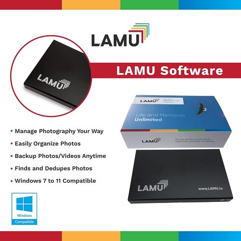 LAMU Portable Digital Photo Organizer - Digital Picture Manager for Windows - Software to Easily Organize Your Photos and Videos - Digital Photo Storage - 2 Terabytes (Charcoal Black) in Saudi Arabia