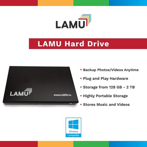 LAMU Portable Digital Photo Organizer - Digital Picture Manager for Windows - Software to Easily Organize Your Photos and Videos - Digital Photo Storage - 2 Terabytes (Charcoal Black) in Saudi Arabia
