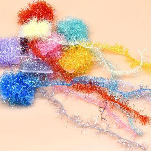 9pcs 2 Meters/Card for Nymph Sparkle Fly Tying Material Lures Streamer Ice Chenille Fly Tying Thread Fly Fishing Tinsel in Kuwait