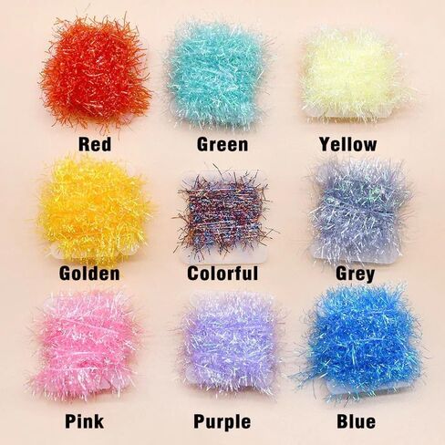 9pcs 2 Meters/Card for Nymph Sparkle Fly Tying Material Lures Streamer Ice Chenille Fly Tying Thread Fly Fishing Tinsel in Kuwait