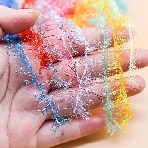 9pcs 2 Meters/Card for Nymph Sparkle Fly Tying Material Lures Streamer Ice Chenille Fly Tying Thread Fly Fishing Tinsel in Kuwait