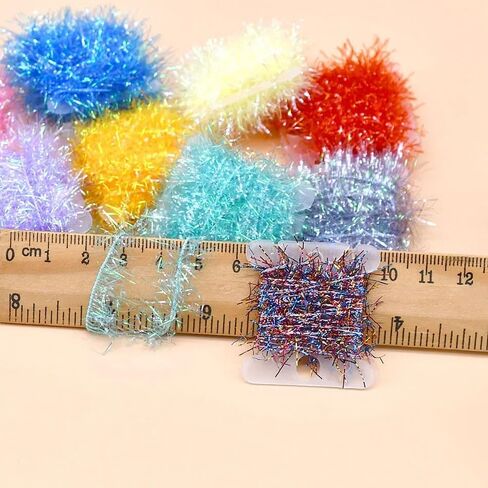 9pcs 2 Meters/Card for Nymph Sparkle Fly Tying Material Lures Streamer Ice Chenille Fly Tying Thread Fly Fishing Tinsel in Kuwait