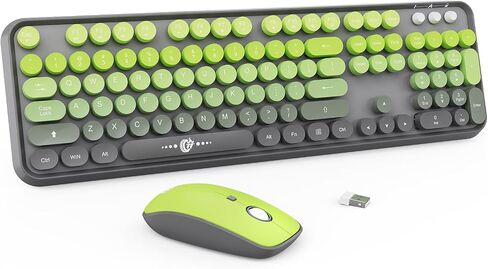 Colorful Wireless Keyboard Mouse Combo,Cute Round Keys,for PC Laptop,Blue in Kuwait