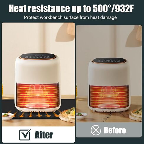 Heat Resistant Mat for Air Fryer Site, Fireproof Silicone Mat for Kitchen Countertop, Non-slip and Waterproof, Countertop Protector (Black, (30"X20") x2) in Saudi Arabia