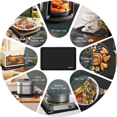 Heat Resistant Mat for Air Fryer Site, Fireproof Silicone Mat for Kitchen Countertop, Non-slip and Waterproof, Countertop Protector (Black, (30"X20") x2) in Saudi Arabia