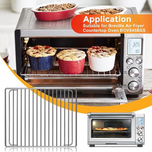 Smart Oven Rack for Breville Air Fryer Countertop Oven BOV845BSS, 14''×11.6'' Stainless Steel Air Fryer Accessories Replacement Parts Roasting Steamer Grill Racks Baking Tray，Dishwasher safe in Saudi Arabia