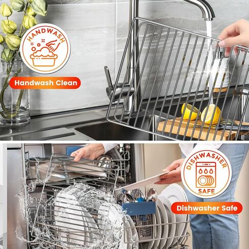 Smart Oven Rack for Breville Air Fryer Countertop Oven BOV845BSS, 14''×11.6'' Stainless Steel Air Fryer Accessories Replacement Parts Roasting Steamer Grill Racks Baking Tray，Dishwasher safe in Saudi Arabia