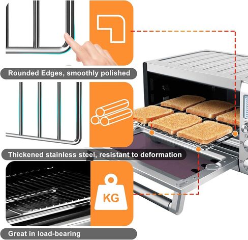 Smart Oven Rack for Breville Air Fryer Countertop Oven BOV845BSS, 14''×11.6'' Stainless Steel Air Fryer Accessories Replacement Parts Roasting Steamer Grill Racks Baking Tray，Dishwasher safe in Saudi Arabia