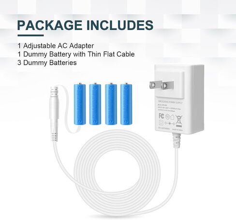 Lenink Adjustable AC Power Supply Adapter for 2 AA 3 AA 4 AA Batteries, 3V, 4.5V, 6V, AA Battery Replacement Adapter(White) in Kuwait