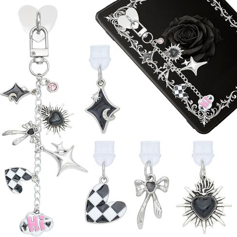 Phone Charm Chain for E-Reader with 4Pcs USB C Dust Plug Charm Type C Cute Phone Chain for Earphone Accessories in Kuwait