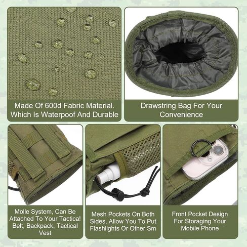 3 Pieces Dump Pouch, Drawstring Ammo Bag, Adjustable Utility Belt for Magazines, Outdoor Airsoft Hunting Gear in Kuwait