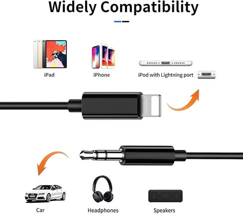 AUX Cord for iPhone, Audio Cable, 3.3ft, Black in Kuwait