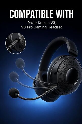 Replacement mic for Razer Kraken V3 / V3X / V3 Pro Gaming，Headset Detachable Noise Cancelling Game Microphone with 2Pcs Foam Cover in Kuwait
