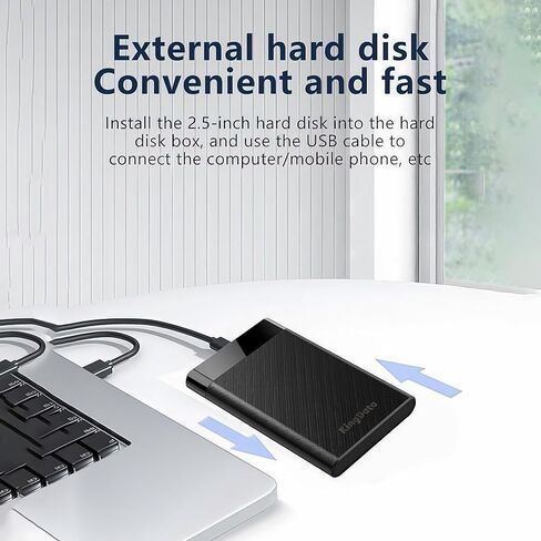 SSD HDD Hard Drive Enclosure 2.5" inch SATA III USB 3.1 6Gbps Caddy Case External Reader Laptop Fast Data Trasfer UASP Cable Included Tool-Free LED Indicator Black in Kuwait