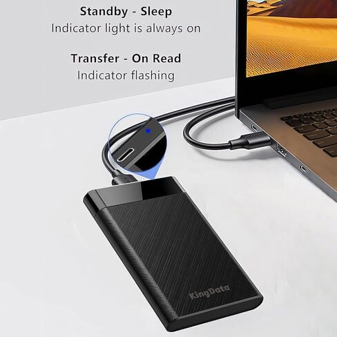 SSD HDD Hard Drive Enclosure 2.5" inch SATA III USB 3.1 6Gbps Caddy Case External Reader Laptop Fast Data Trasfer UASP Cable Included Tool-Free LED Indicator Black in Kuwait