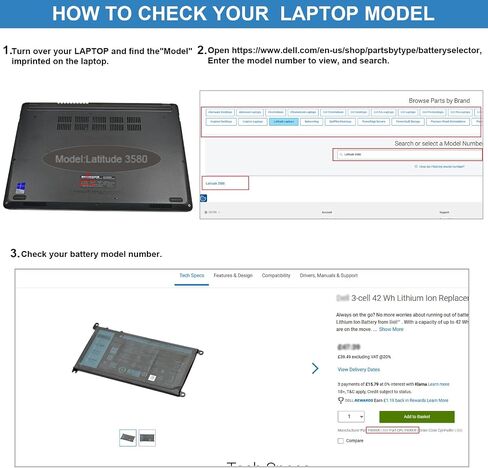 WDX0R Laptop Battery for dell Inspiron 15 7579 7569 5578 5565 5567 5568 5570 5775 5579 7560 7570 13 5378 5368 7375 7368 7378 17 5765 5767 5770 Series P69G001 P58F P58F001 P75F P66F P69G 3CRH3 in Kuwait