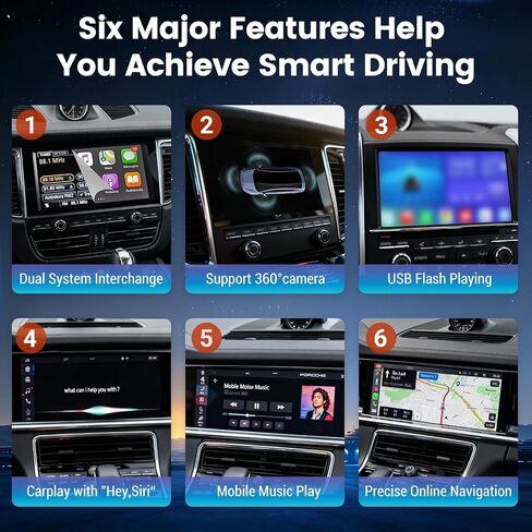 HMYC PCM3.1 Wireless Carplay Android Auto Module for Porsche Panamera Cayenne Macan Cayman Boxster 911 718, NEW Upgrade Carplay Retrofit Kit Decoder,Support MirrorLink Original car Control in Kuwait