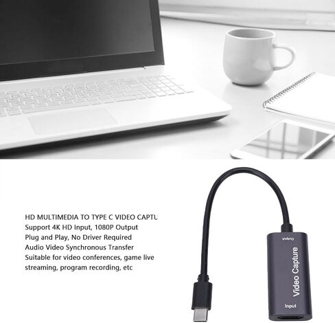 POCREATION Video Capture Card HDMI to Type C 4K Input 1080P Output Capture Device Plug and Play for Live Streaming Recording Program in Kuwait