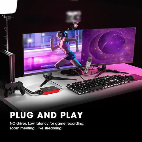 Luocute Video Card, 4K 2160p60 Input and Out, 1080p60 Recording USB Device, HD Audio Input, Plug and Play, with Dual Audio and USB 3.2 Gen 1, for Streaming, Gaming and Live in Kuwait