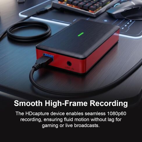 Luocute Video Card, 4K 2160p60 Input and Out, 1080p60 Recording USB Device, HD Audio Input, Plug and Play, with Dual Audio and USB 3.2 Gen 1, for Streaming, Gaming and Live in Kuwait