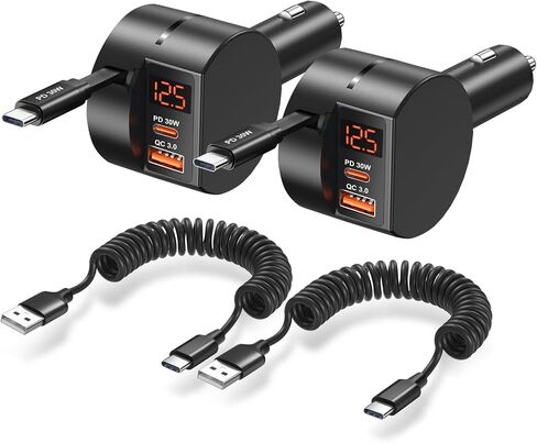 OKRAY 78W 3-Port Car Charger with Retractable USB-C PD30W Fast Charge Cord in Saudi Arabia