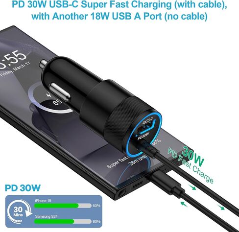 for Samsung Galaxy A37 A57 5G, Car Phone Charger Adapter, Accessories USB C in Kuwait