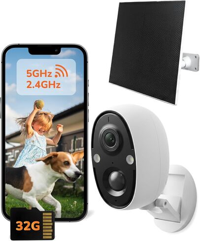 SensForge 2.5K Indoor/Outdoor Battery Camera, Dual-Band WiFi, Smart AI Human & Pet Detection, 32GB microSD Card Included, Color Night Vision, Magnetic Mount, Optional Subscription in Kuwait