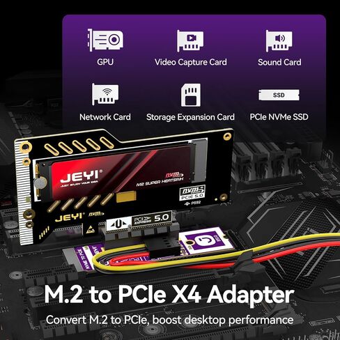 JEYI PCIe 5.0 x4 M.2 NVMe Adapter, 128Gbps Gen5 SSD Expansion Card, Supports M.2 2280/2260, Fits PCIe X4/X8/X16 Slots in Saudi Arabia