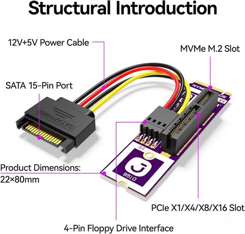 JEYI PCIe 5.0 x4 M.2 NVMe Adapter, 128Gbps Gen5 SSD Expansion Card, Supports M.2 2280/2260, Fits PCIe X4/X8/X16 Slots in Saudi Arabia