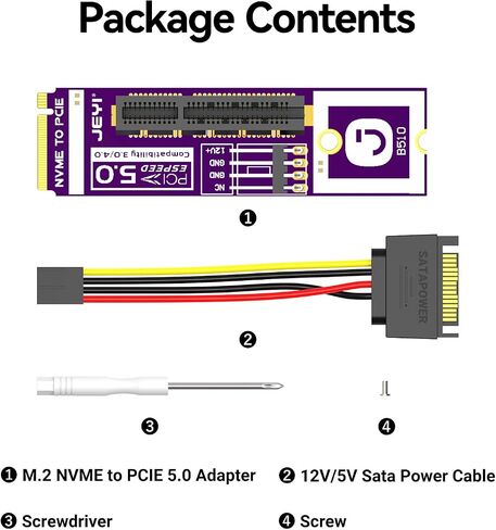 JEYI PCIe 5.0 x4 M.2 NVMe Adapter, 128Gbps Gen5 SSD Expansion Card, Supports M.2 2280/2260, Fits PCIe X4/X8/X16 Slots in Saudi Arabia