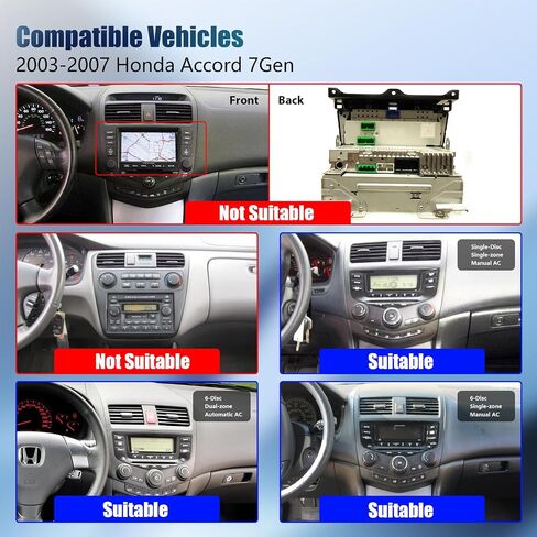 Android 13 Car Stereo for Accord 7 7th 2003-2007 with Wireless Carplay & Android Auto, IPS QLED Touch Screen Head Unit, GPS, Radio, Bluetooth, 5G WiFi, SWC, 1080P HD Back-up Camera (2+64) in Saudi Arabia