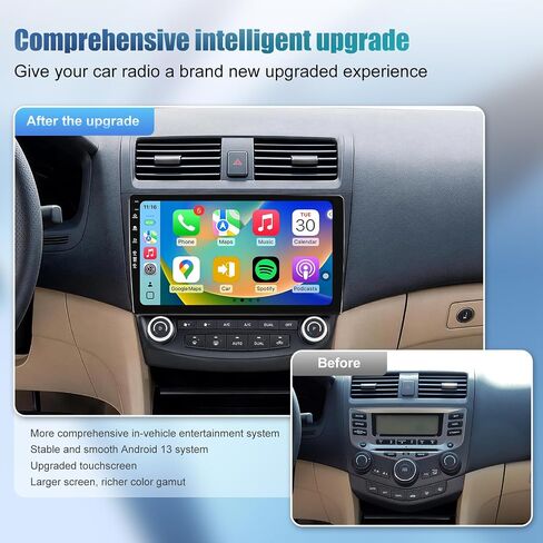 Android 13 Car Stereo for Accord 7 7th 2003-2007 with Wireless Carplay & Android Auto, IPS QLED Touch Screen Head Unit, GPS, Radio, Bluetooth, 5G WiFi, SWC, 1080P HD Back-up Camera (2+64) in Saudi Arabia
