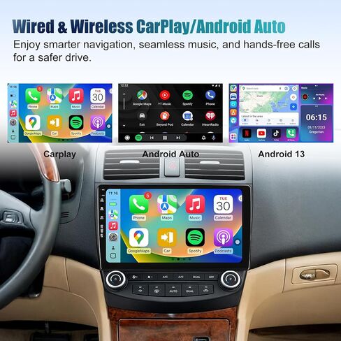 Android 13 Car Stereo for Accord 7 7th 2003-2007 with Wireless Carplay & Android Auto, IPS QLED Touch Screen Head Unit, GPS, Radio, Bluetooth, 5G WiFi, SWC, 1080P HD Back-up Camera (2+64) in Saudi Arabia