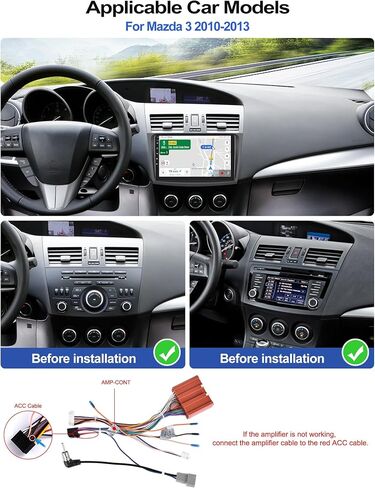 4G+64G Car Stereo Radio for Mazda 3 2010-2013 Wireless CarPlay Android Auto 9 Inch 1280 * 720 Touch Screen Stereo Android 15 Head Unit Bluetooth 5.0 32EQ GPS WiFi FM HD Backup Camera in Kuwait
