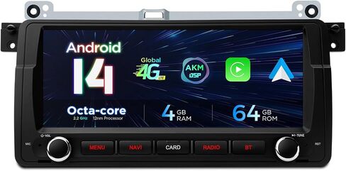 XTRONS 8.8 Inch Android 14 Car Stereo for BMW E46 (1998-2005), IPS Touch Screen 4+64GB Car Radio GPS Navigation Global 4G LTE Built-in DSP Head Unit Support Wireless CarPlay Android Auto in Saudi Arabia