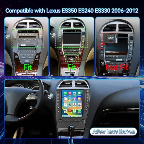 9.7" Touchscreen Android 14 Car Radio Stereo Compatible with Lexus ES350 2006 2007 2008 2009 2010 2011 2012 Wireless CarPlay & Android Auto GPS Navigation FM Radio Bluetooth, HD Backup Camera 2GB+64GB in Kuwait