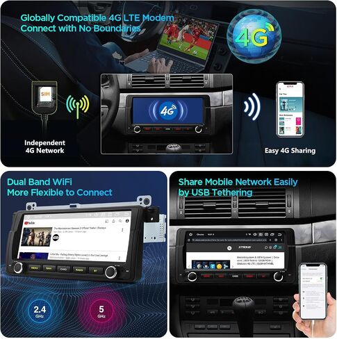 XTRONS 8.8 Inch Android 14 Car Stereo for BMW E46 (1998-2005), IPS Touch Screen 4+64GB Car Radio GPS Navigation Global 4G LTE Built-in DSP Head Unit Support Wireless CarPlay Android Auto in Saudi Arabia
