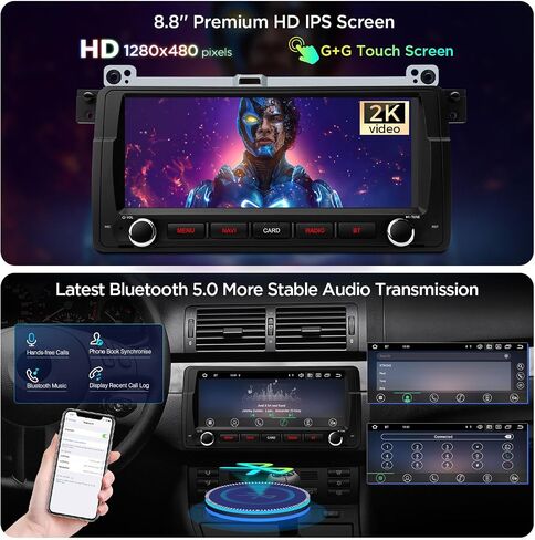 XTRONS 8.8 Inch Android 14 Car Stereo for BMW E46 (1998-2005), IPS Touch Screen 4+64GB Car Radio GPS Navigation Global 4G LTE Built-in DSP Head Unit Support Wireless CarPlay Android Auto in Saudi Arabia