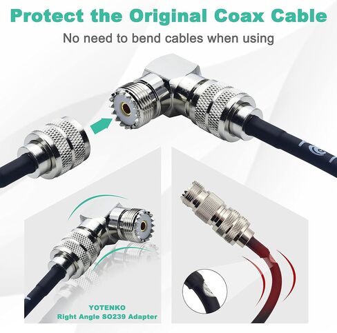 Upgraded SO239 90 Degree Adapter, UHF Female Right Angle 2-Pack in Kuwait